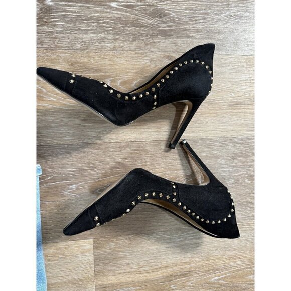 Sam Edelman Sz 7 M 7M Black Suede Leather Studded Heel Stilletto - Picture 15 of 16